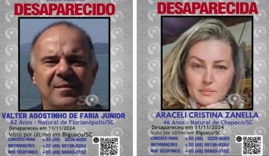 Casal desaparecido há 9 dias em SC: o que se sabe e o que falta saber
