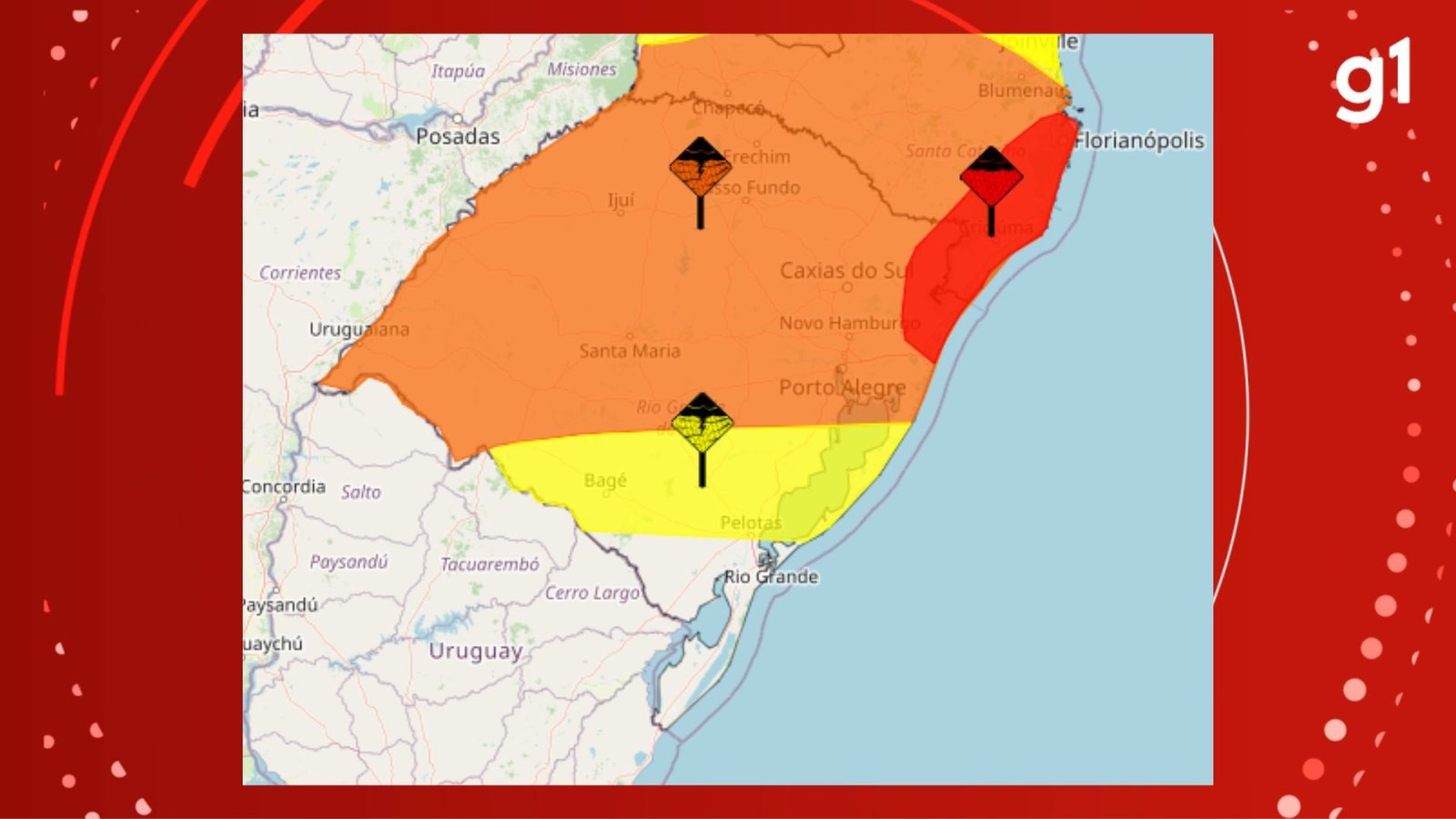 RS tem previsão de fortes chuvas e tempestades nesta quarta-feira