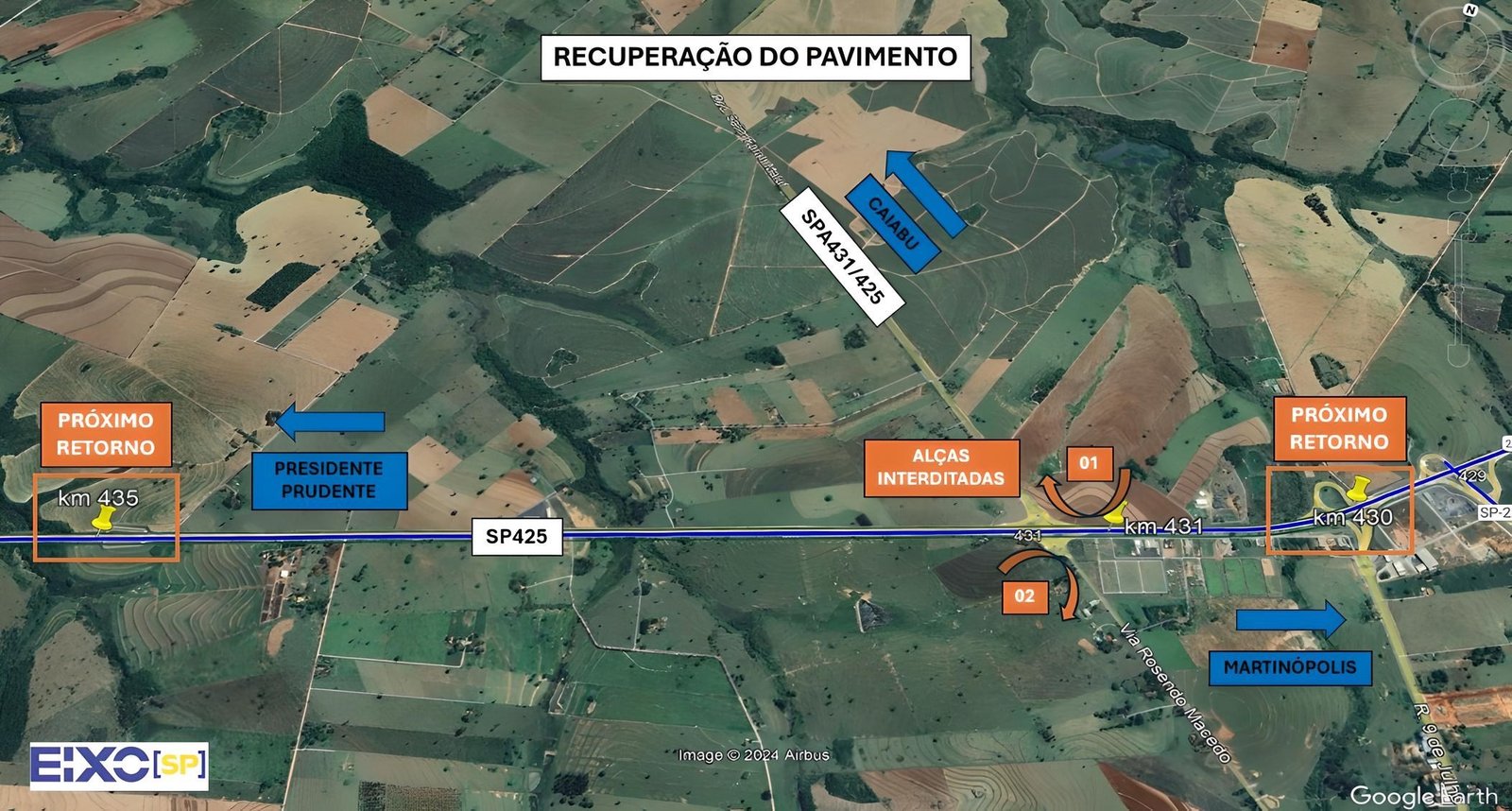 Obras de recuperação do pavimento interditam alças de acesso da Rodovia Assis Chateaubriand, em Martinópolis