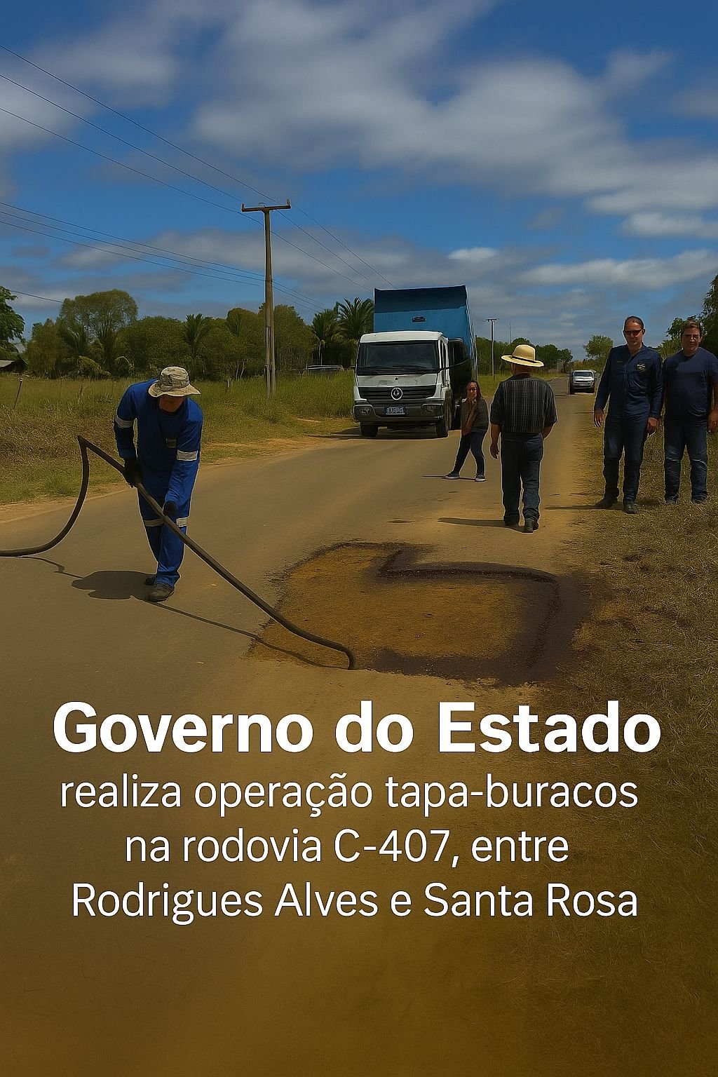Governo do Estado realiza operação tapa-buracos na rodovia C-407, entre Rodrigues Alves e Santa Rosa