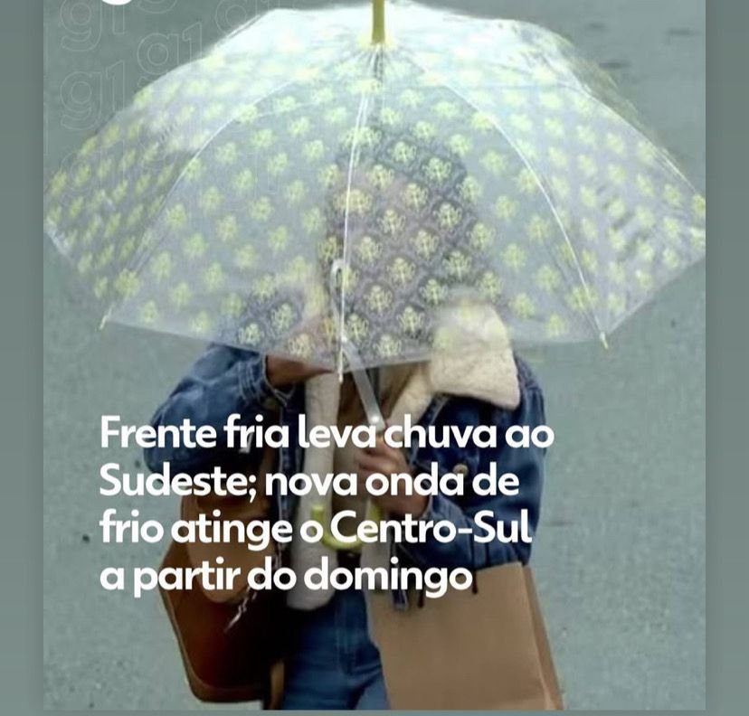 Frente fria avança a partir de domingo e deve provocar queda de temperatura no Centro-Sul do Brasil