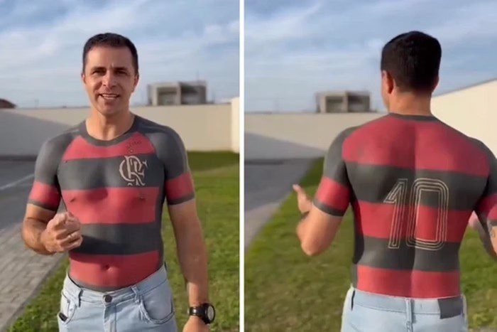 Torcedor que tatuou camisa do Flamengo no corpo: “Primeiro e único”