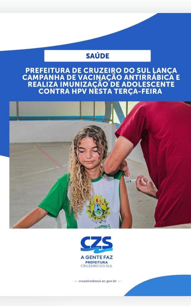 Prefeitura de Cruzeiro do Sul promove ações de vacinação contra raiva e HPV nas escolas