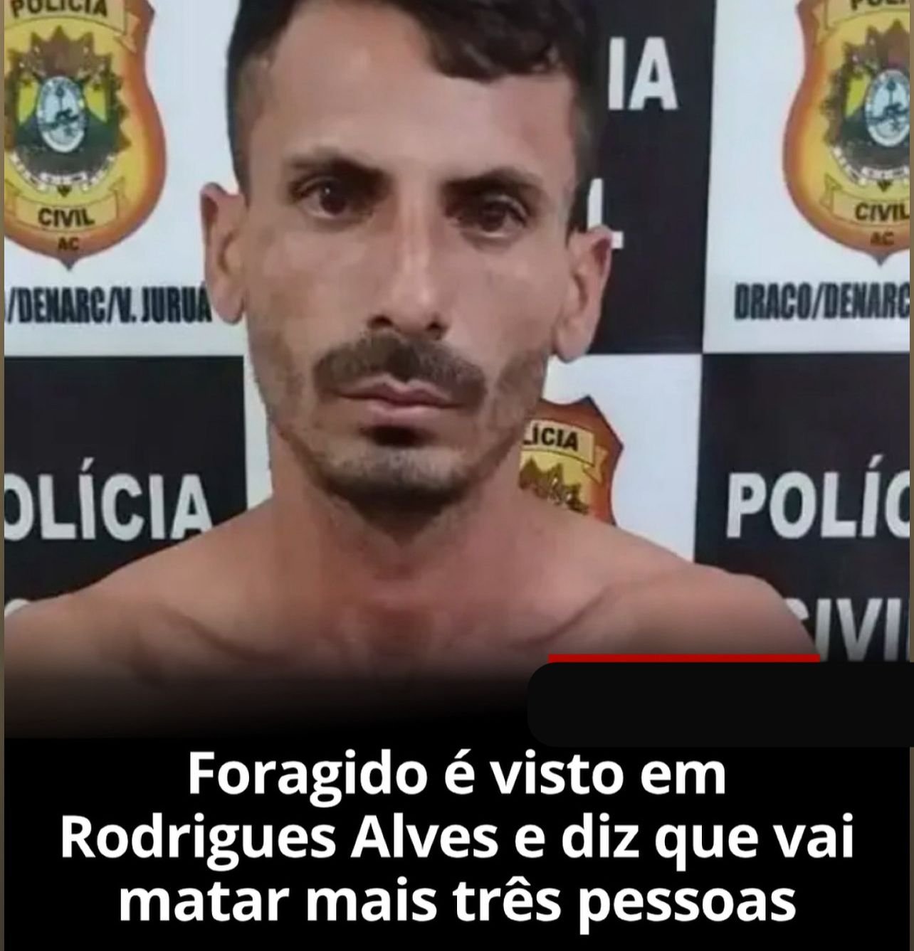 Foragido é visto em Rodrigues Alves e ameaça tirar a vida de outras três pessoas