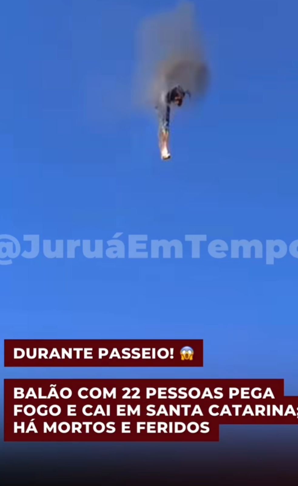 Balão tripulado cai em Santa Catarina após pegar fogo; ao menos quatro mortos confirmados
