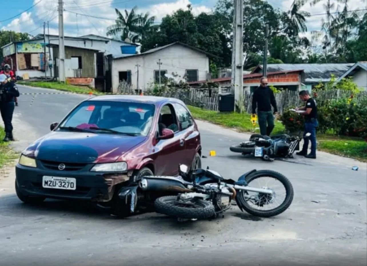 Acidente entre veículo e motocicletas do GIRO mobiliza Polícia Militar em Cruzeiro do Sul