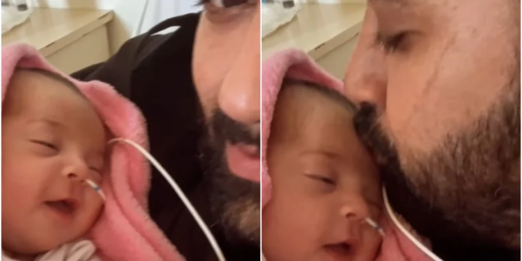 Caso Aurora Maria: pai celebra melhora da recém-nascida e posta vídeo com a bebê nos braços