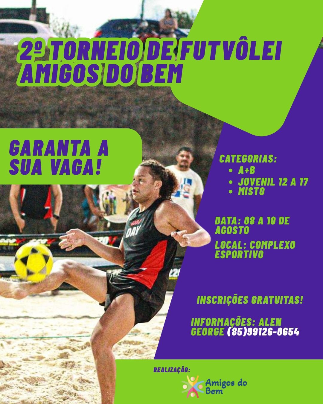 2º Torneio de Futevôlei Amigos do Bem movimenta cenário esportivo com inscrições gratuitas