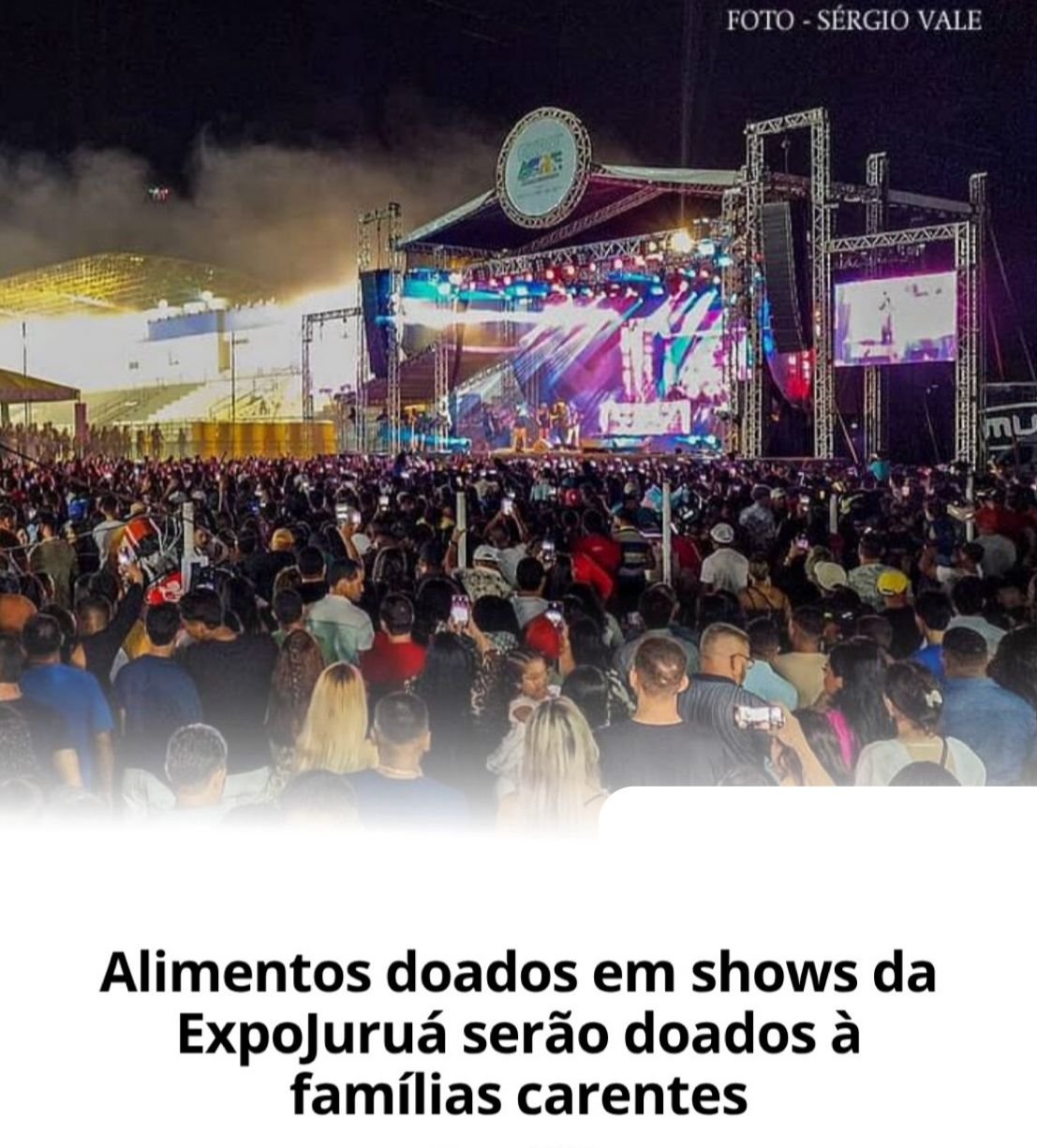Campanha solidária arrecadará alimentos durante shows da Expoacre Juruá