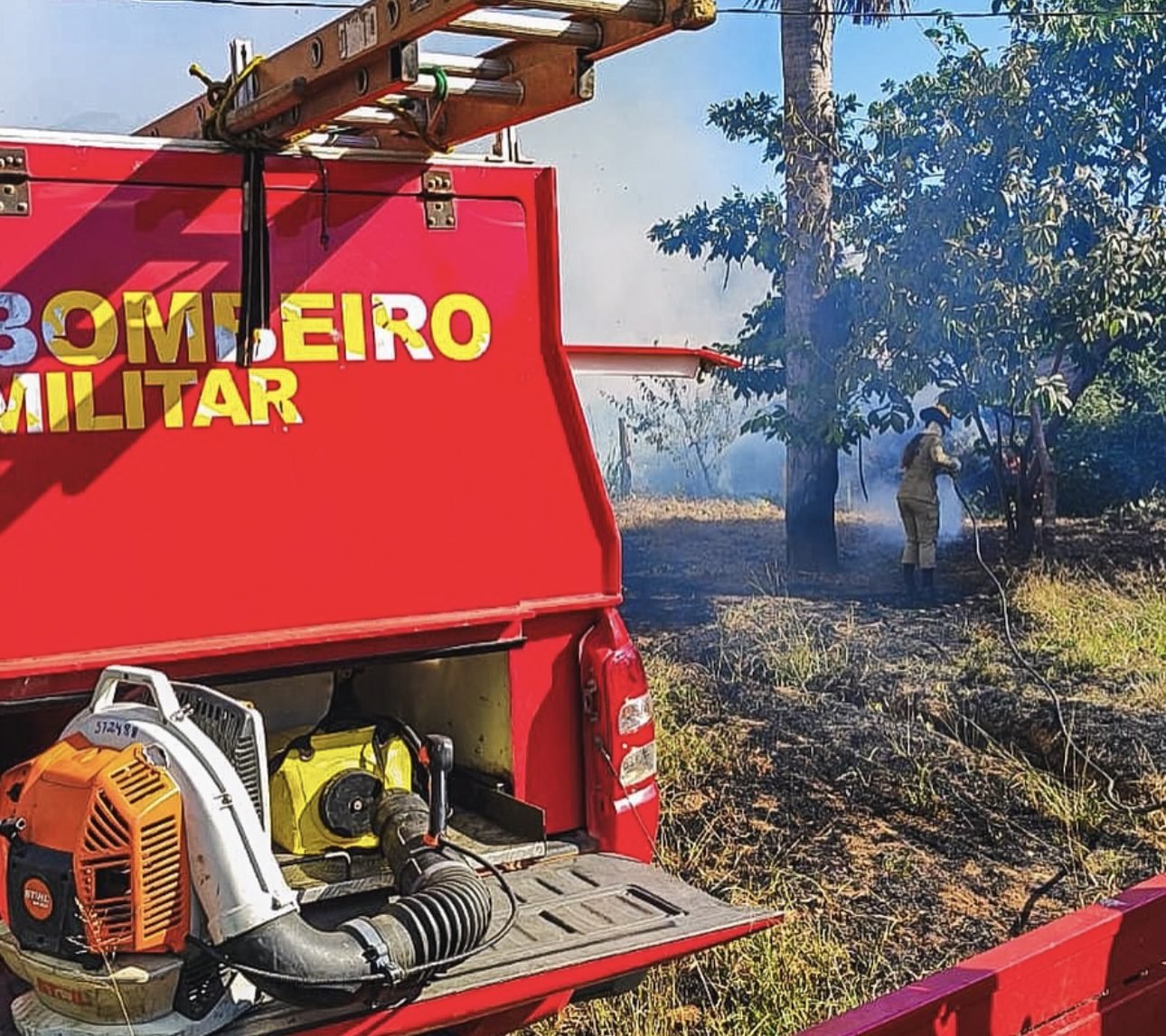 Bombeiros controlam incêndio em vegetação que ameaçava residências em Cruzeiro do Sul