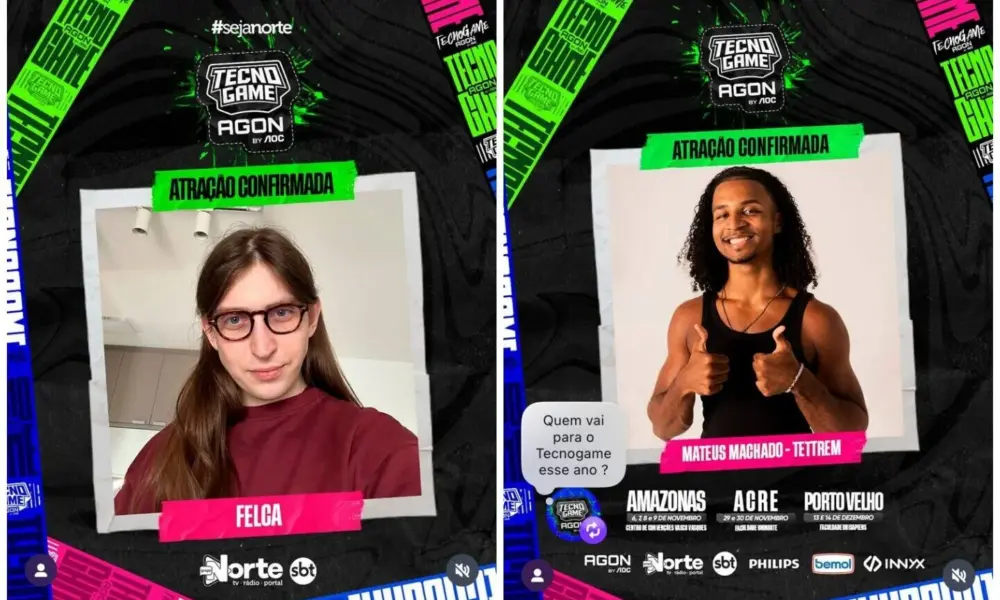 Felca e Tettrem vão participar da edição TechnoGame 2025 no Acre