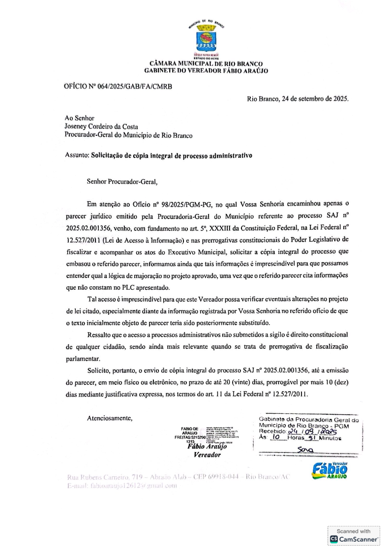 Vereador quer esclarecer diferença de R$ 6 milhões em PL de subsídio
