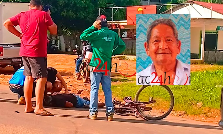 Colisão entre caminhonete e bicicleta na BR-317 mata idoso
