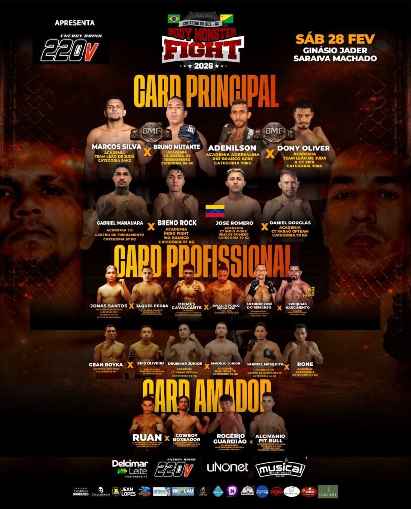 Card histórico de MMA chega a Cruzeiro do Sul e vendas de ingressos começam na próxima semana