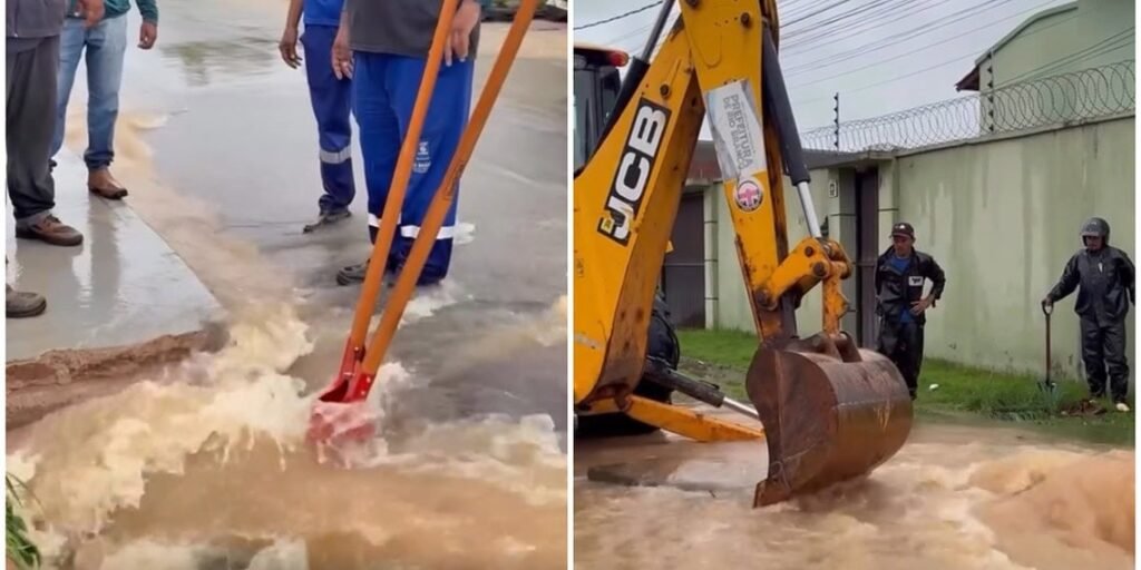 Após mais de 12 horas de chuva, Emurb faz limpeza da drenagem em pontos alagados de Rio Branco
