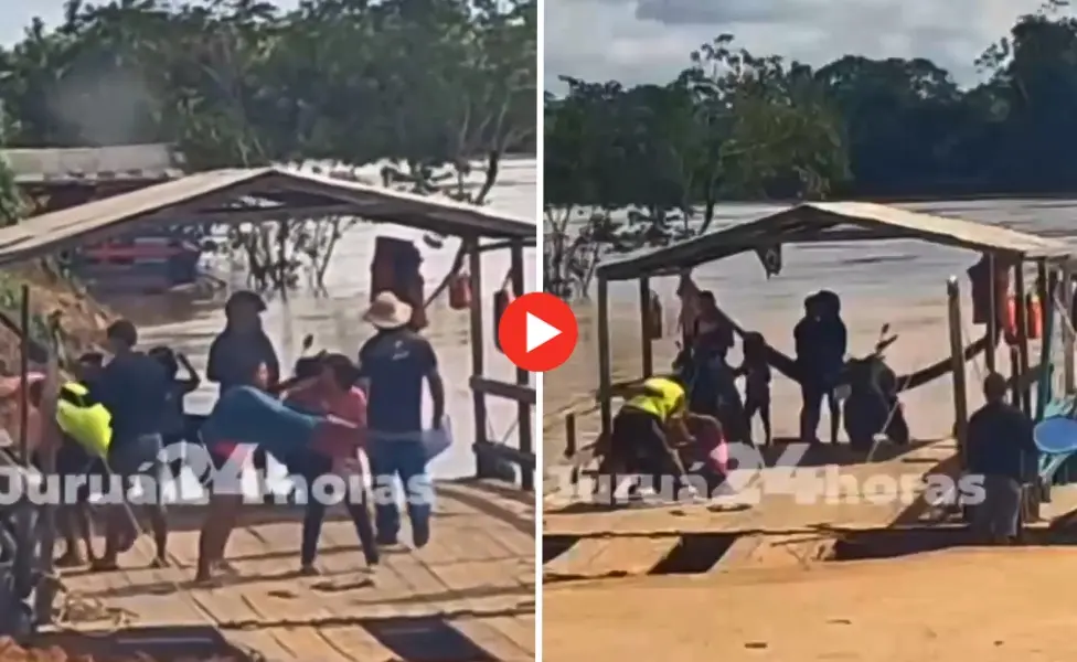 Passageiros se envolvem em confusão em balsa no Rio Juruá