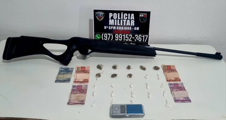 PM prende traficante com drogas, balança e rifle adulterado em Guajará-AM