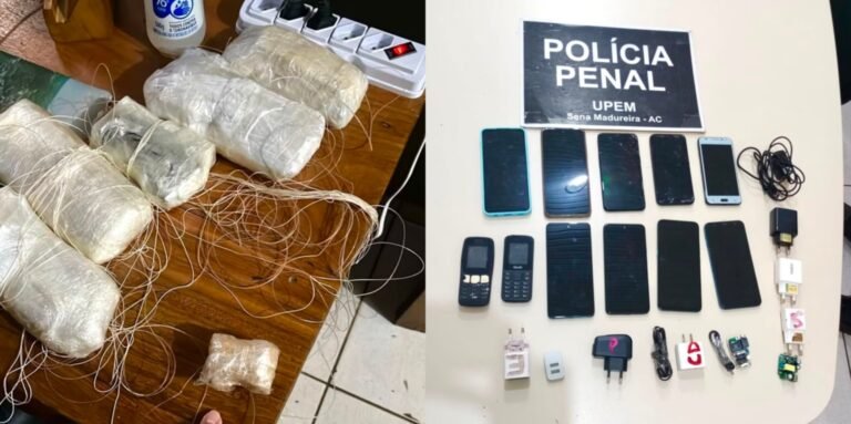 Onze celulares e carregadores são apreendidos após serem arremessados para presídio em Sena Madureira