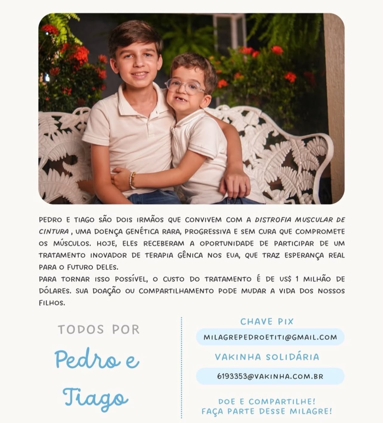 Campanha Solidária Busca Levar Irmãos Brasileiros a Tratamento Inovador nos EUA