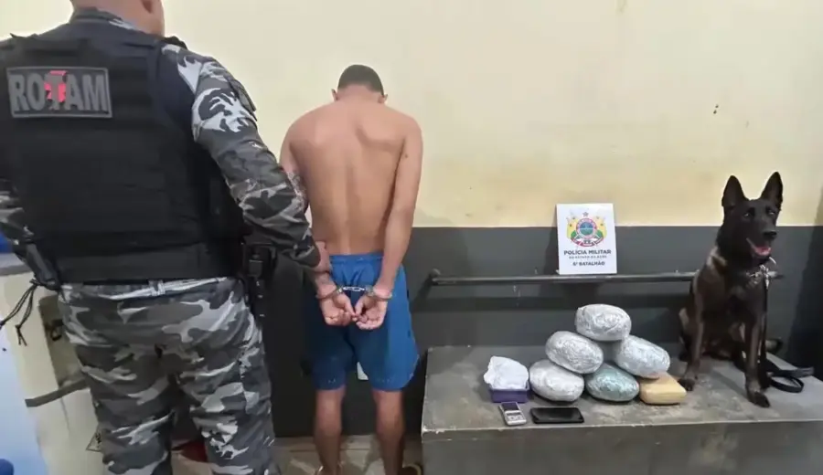 6º BPM prende suspeito e apreende mais de 6kg de drogas no bairro João Alves em Cruzeiro do Sul