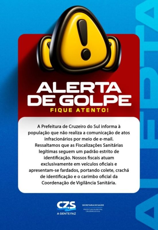 Em Cruzeiro do Sul, homem finge ser agente da Vigilância Sanitária para dar golpe em empresas